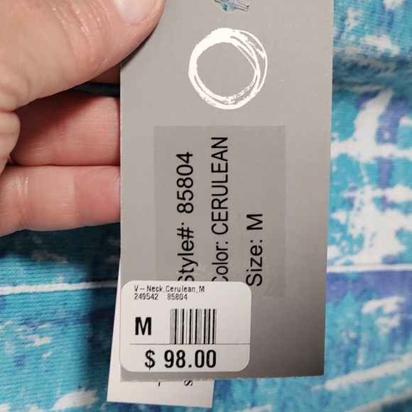 10513 Habitat blue & white v-neck L/S cotton sweater M NWT - Picture 10 of 10